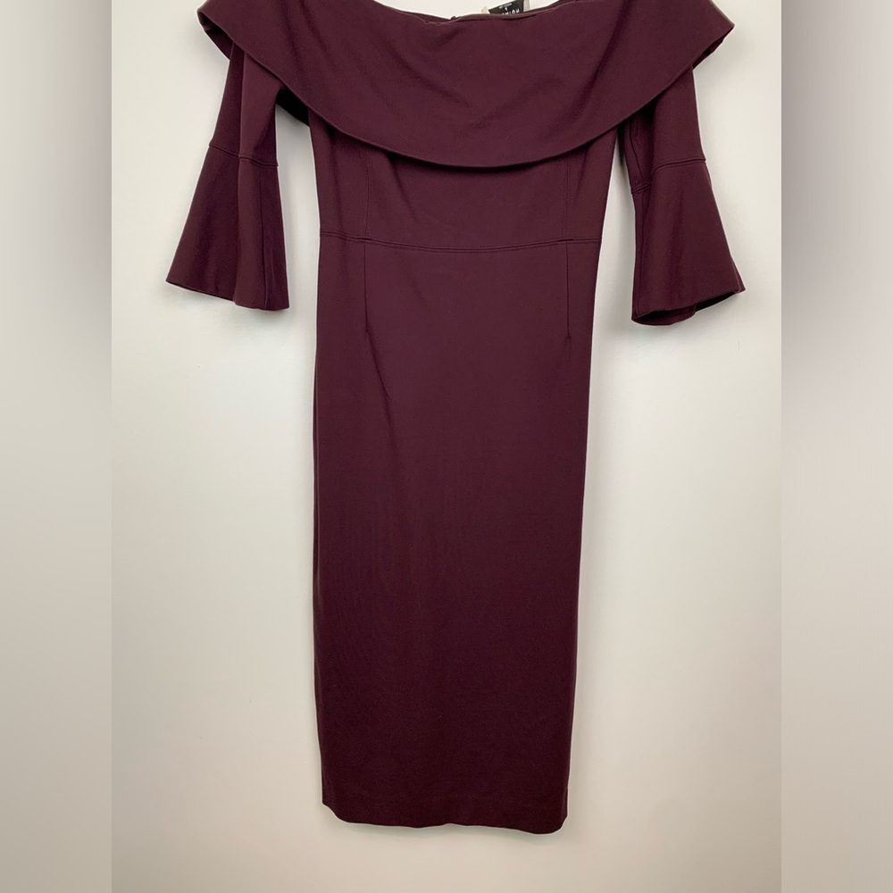 Babaton Giovanni Off The Shoulder Dress Bodycon Plum Purple Size 4 Aritzia - Picture 3 of 10